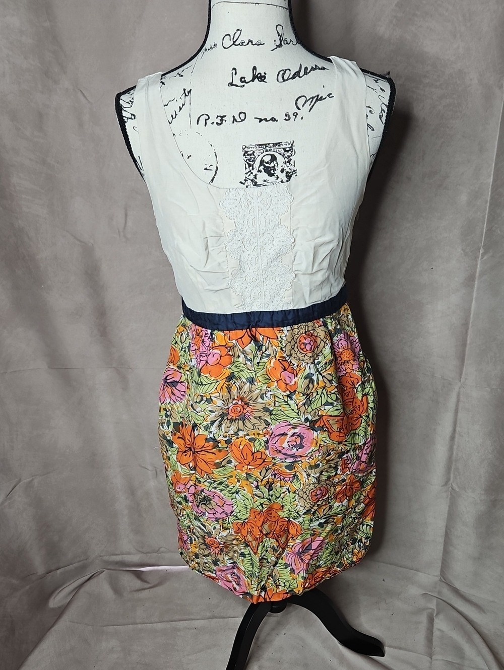 Anthropologie We Love Vera Sleeveless Silk/Cotton Blend Cream/Floral Dress Sz 6